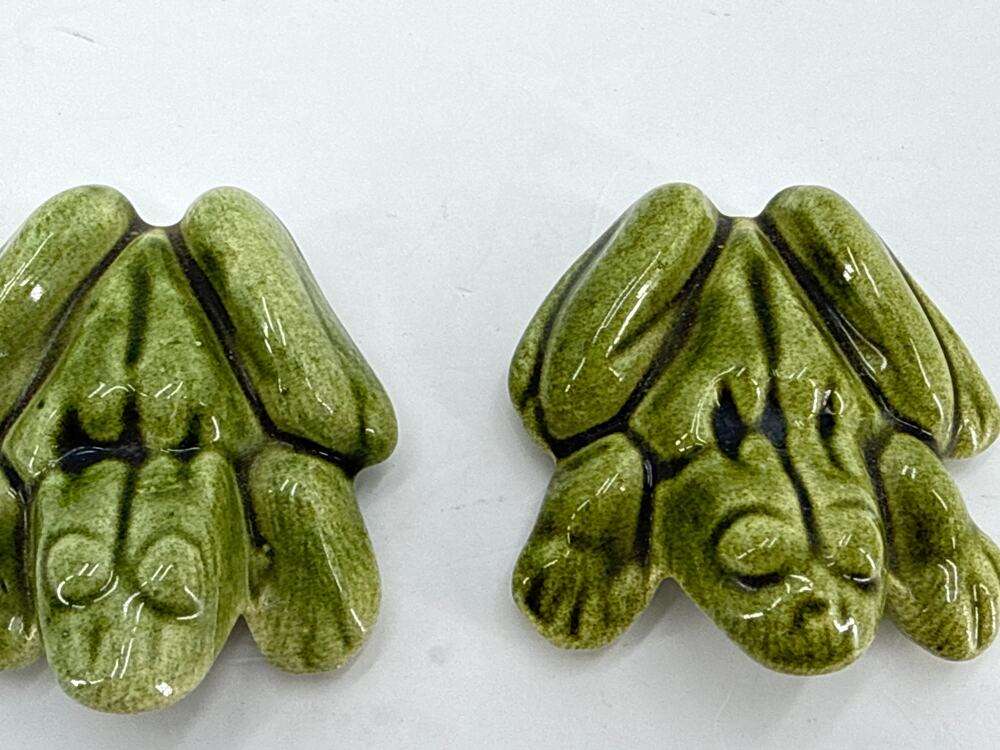 Naughty Anatomically Correct Frogs Chopstick Rests Whimsical Ceramic Garden 70s